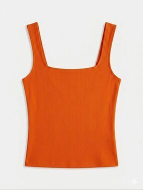☔️🔸️NWT Orange Square Neck Cropped Sleeveless Top Medium